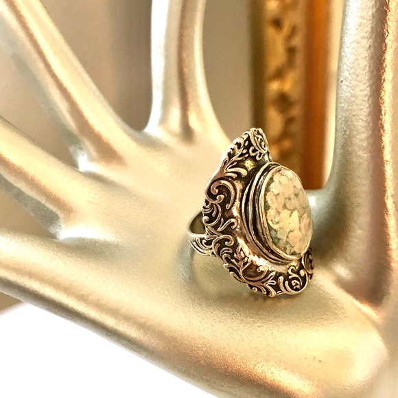 Vintage Beautiful Silver Mosaic Statement Ring Size 8 - Picture 9 of 10